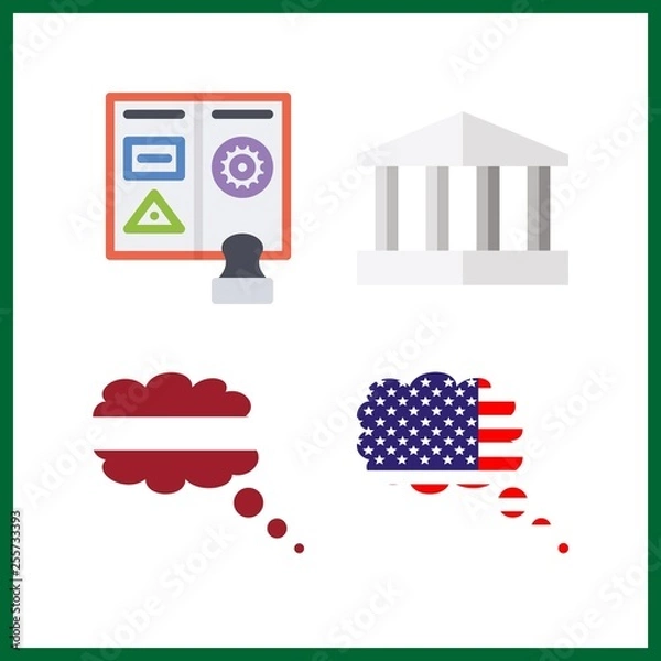 Obraz 4 national icon. Vector illustration national set. latvia and passport icons for national works