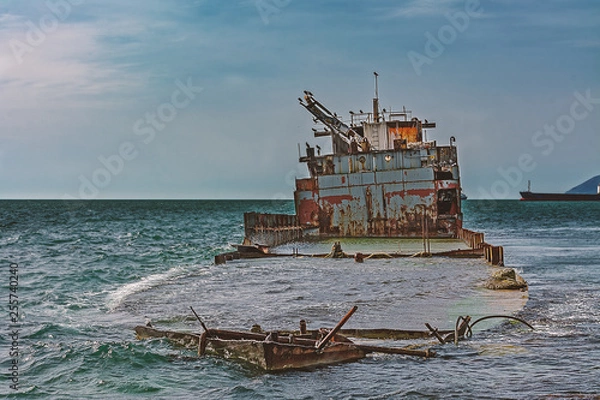 Fototapeta The sunk ship