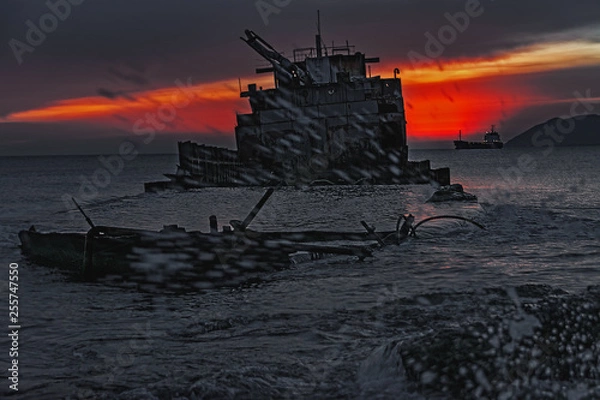 Fototapeta The sunk ship