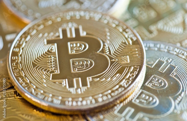 Fototapeta Bitcoin. Cryptocurrency, close-up