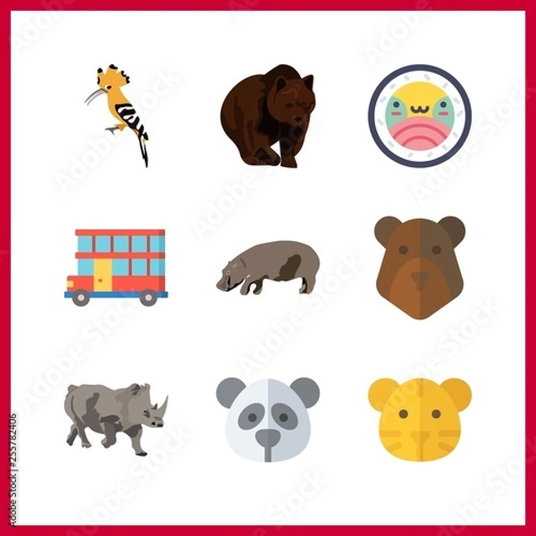 Fototapeta 9 big icon. Vector illustration big set. panda and bear icons for big works