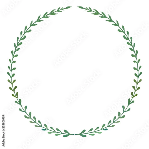 Obraz Greenery floral frame , leaf wreath, watercolor wreath, Template for invitations, greeting cards, prints.