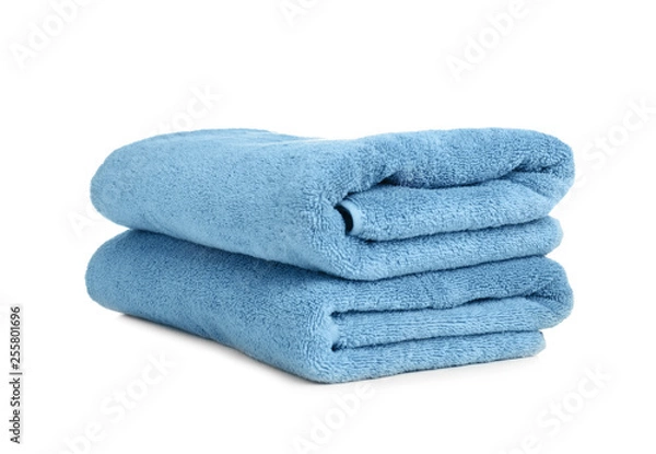 Obraz Folded soft terry towels on white background