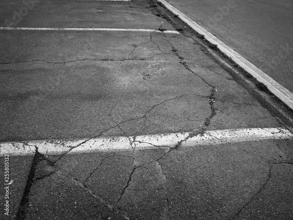 Obraz Parking lots pavement in black and white