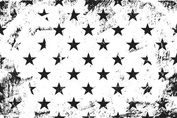Obraz Grunge pattern with stars. Horizontal black and white backdrop.