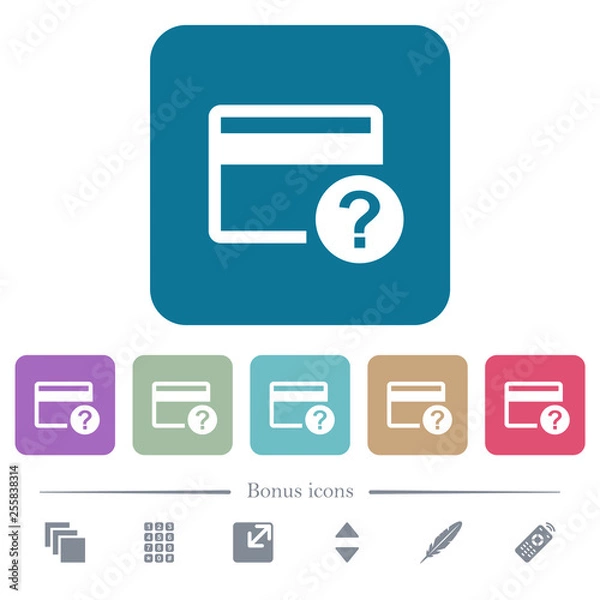 Fototapeta Unknown credit card flat icons on color rounded square backgrounds