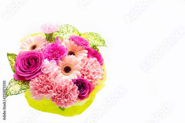 Obraz カーネーション・バラ・ガーベラ/ピンク系の母の日の花束