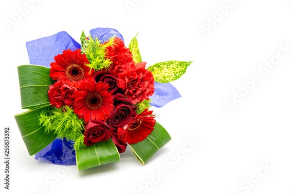 Obraz 赤系の花束・母の日バラ・カーネーション・ガーベラ