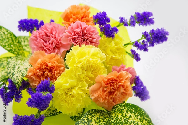 Obraz 3色のカーネーションの花束