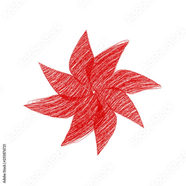 Fototapeta creative red flower art abstract illustration , line scribble