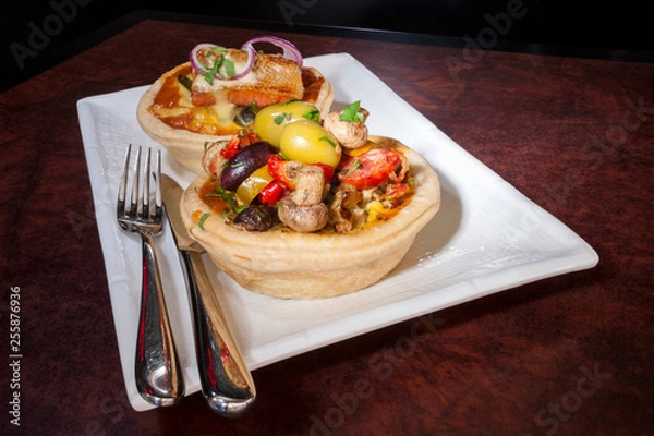 Fototapeta Fried burger with fruits and spoon