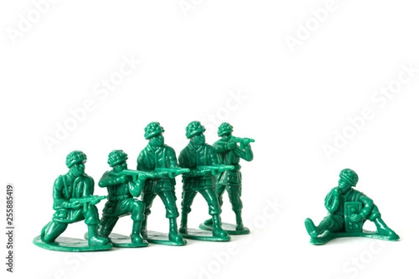 Obraz a detachment of green soldiers ready for service