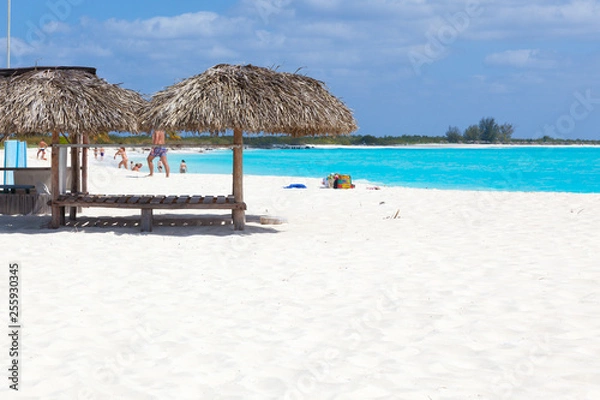Obraz People on the beach. White sand and turquoise sea.  Island Cayo Largo. Cuba.