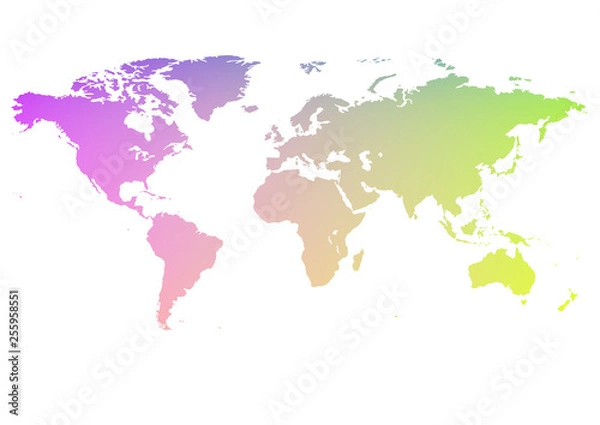 Fototapeta Planet earth, world map stylization with rainbow gradient