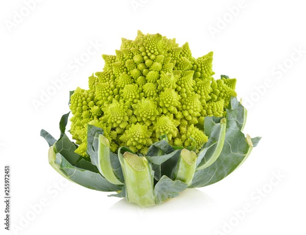 Obraz fresh romanesco broccoli or cauliflower on white background