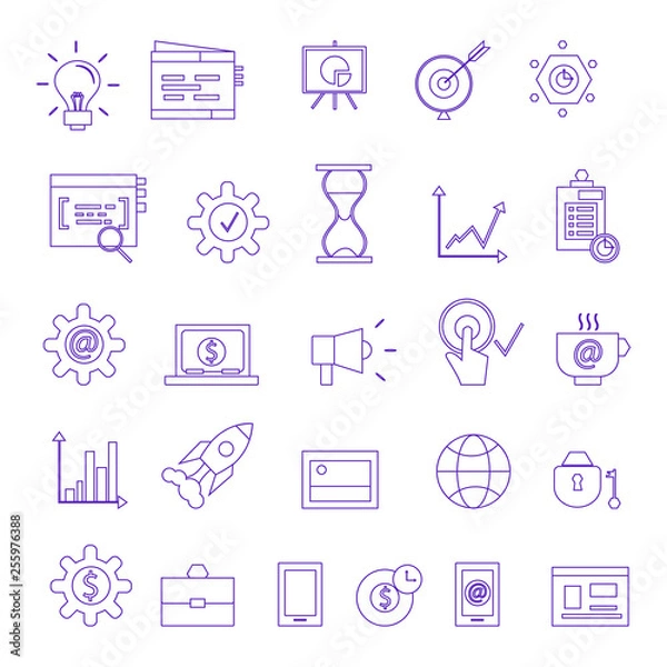 Fototapeta Search Engine Optimization Vector Outline Icons. SEO Elements.