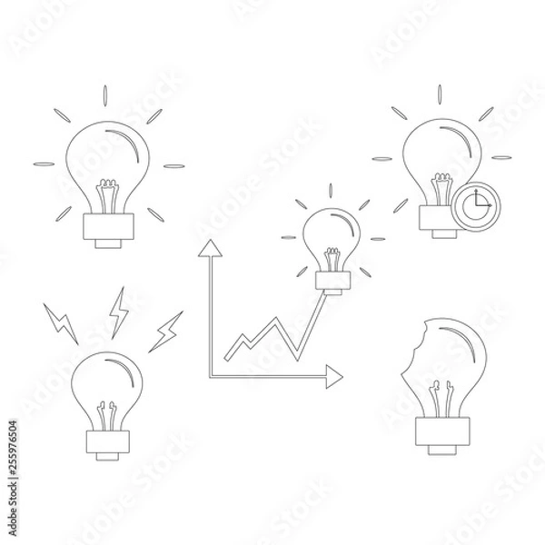 Fototapeta Search engine optimization vector outline icons. Light bulb as a symbol of the idea. SEO elements
