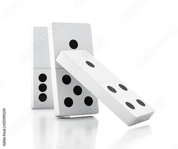 Fototapeta 3d Domino tiles falling in a row