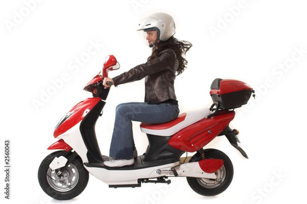Fototapeta woman riding scooter