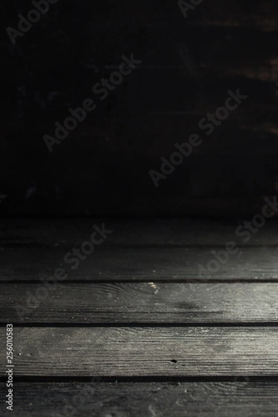 Fototapeta black wooden table background perspective interior for product display