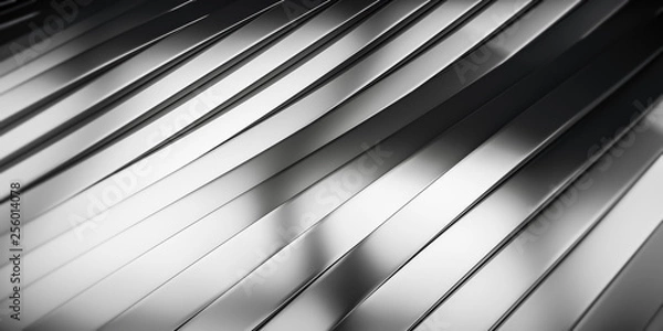 Obraz Elegant Luxury Metal smooth line background. Abstract metallic Stainless steel curve shapes. 3d render