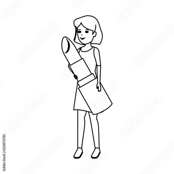 Obraz woman lifting lipstick makeup