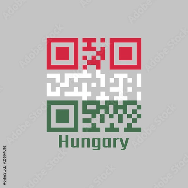 Fototapeta QR code set the color of Hungary flag, a horizontal tricolor of red white and green.