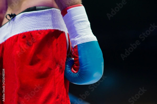 Fototapeta Before the fight start, hand of a boxer at the ring