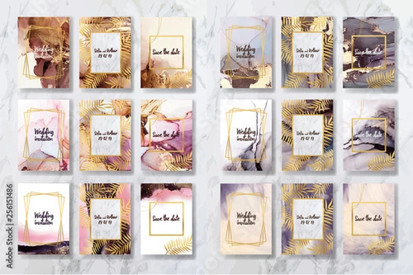 Fototapeta  invitation to the wedding, a great celebration of lovers, the bride and groom.background texture luxury liquid marble and gold. for business cards, flyers, flyer, banner, website, paper printing. 