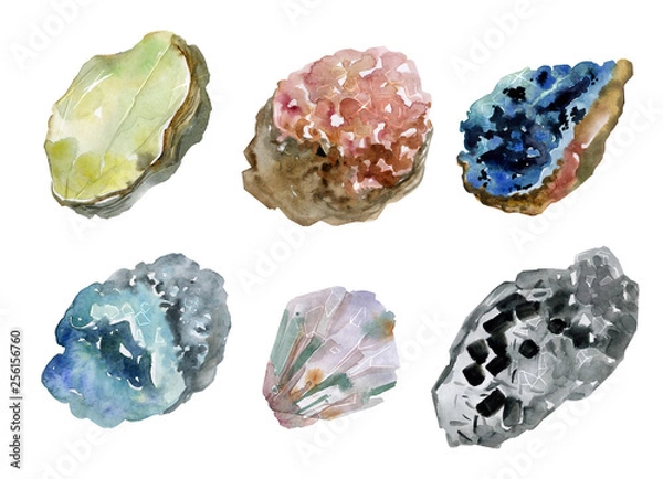 Fototapeta mineralogy gems watercolor art stone