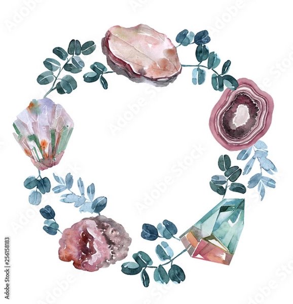 Fototapeta mineralogy gems watercolor art stone