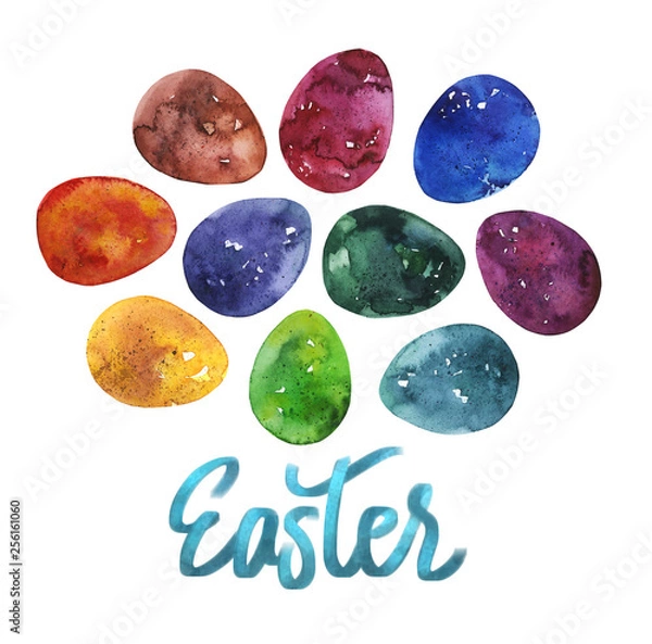Fototapeta easter watercolor eggs 