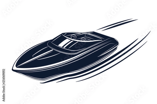 Fototapeta Speedboat isolated vector illustration. Luxury and expensive boat.