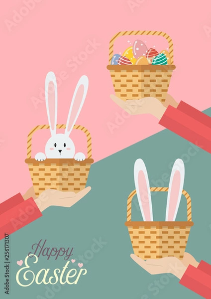 Fototapeta Hands are holding Easter baskets