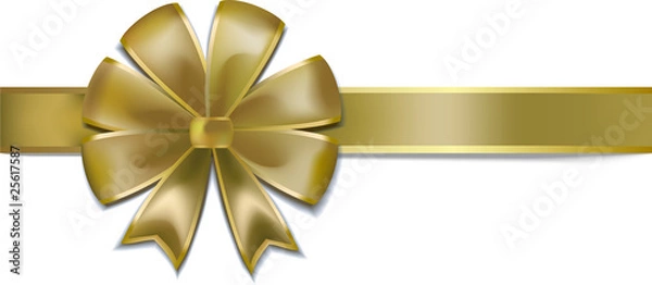 Obraz Gold gift ribbon and bow vector