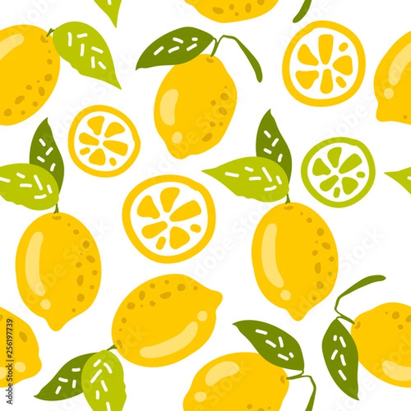 Fototapeta seamless background with lemon pattern