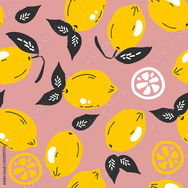 Fototapeta seamless background with lemon pattern