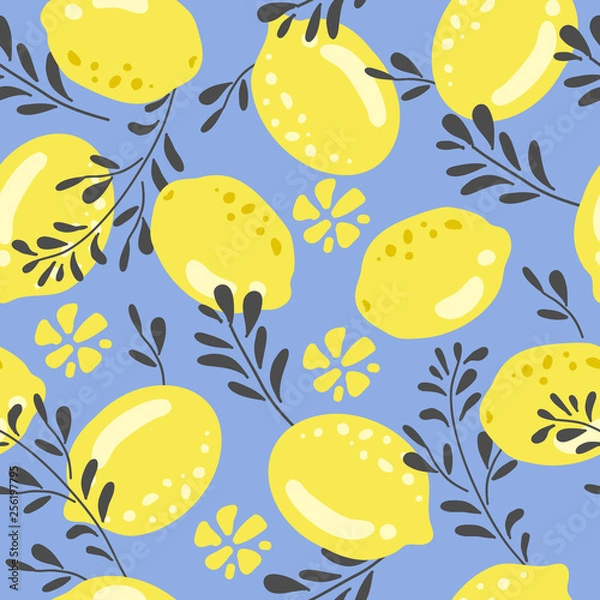 Fototapeta seamless background with lemon pattern