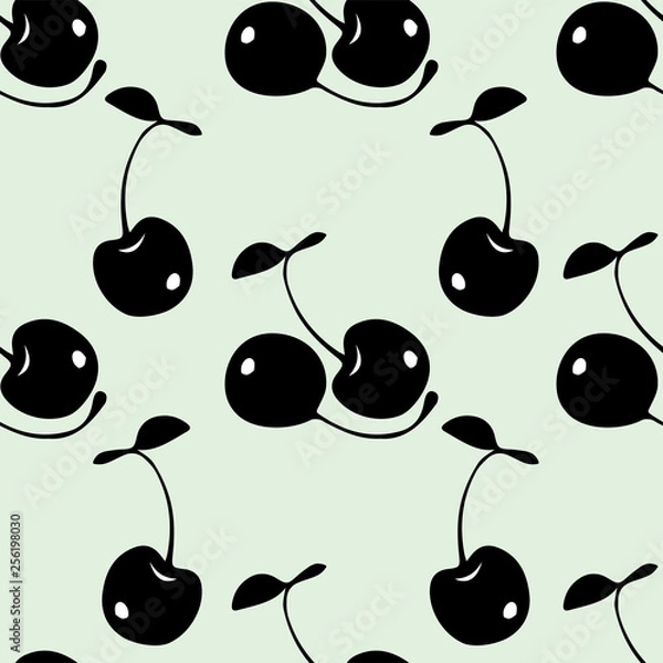 Fototapeta Seamless pattern with cherry berries.