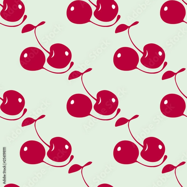 Fototapeta Seamless pattern with cherry berries.