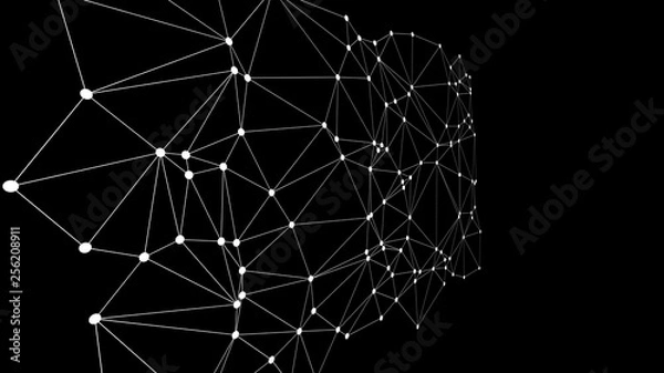 Fototapeta Digital wires 3d vector illustration, lines and dots connect