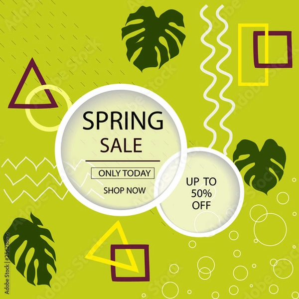 Fototapeta Creative Spring Sale headers or banners with discount offer. Art posters. Design for seasonal clearance. It can be used in advertising, web design, graphic design