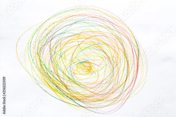 Obraz colorfull crayon circles on paper drawing background texture