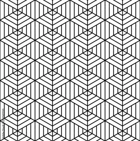 Fototapeta Seamless traditional Japanese ornament Kumiko.Black and white.