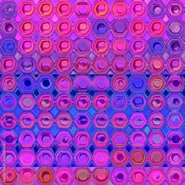 Fototapeta Retrowave Synthwave 80s Abstract Background with Hexagons