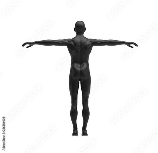 Fototapeta Human Black Body on isolated white, 3D Rendering