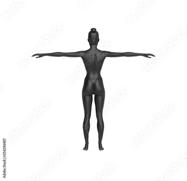 Fototapeta Human Black Body on isolated white, 3D Rendering