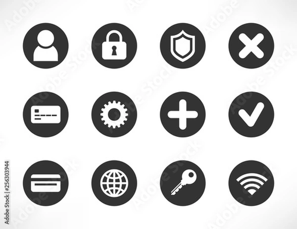Obraz Universal black white button icons