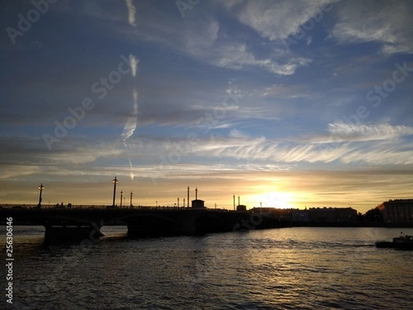 Fototapeta sunset on the river