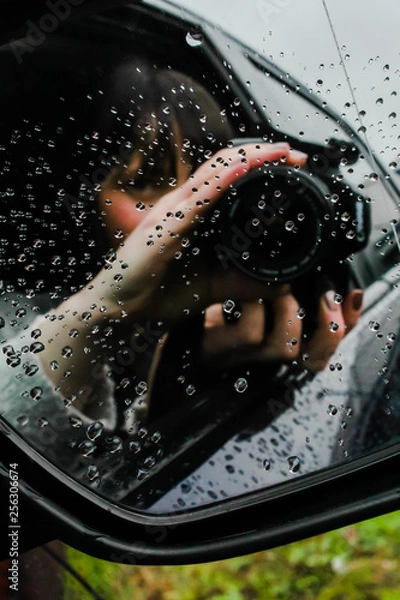 Obraz reflection in car mirror
